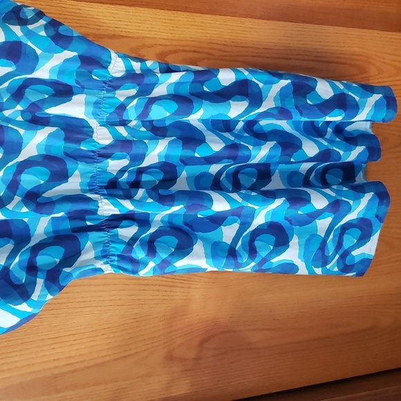 Op Art Blue Swirl Cotton Jersey Tshirt dress. NWOT 1X. KarlaCola. Ocean Dress. - Picture 4 of 8